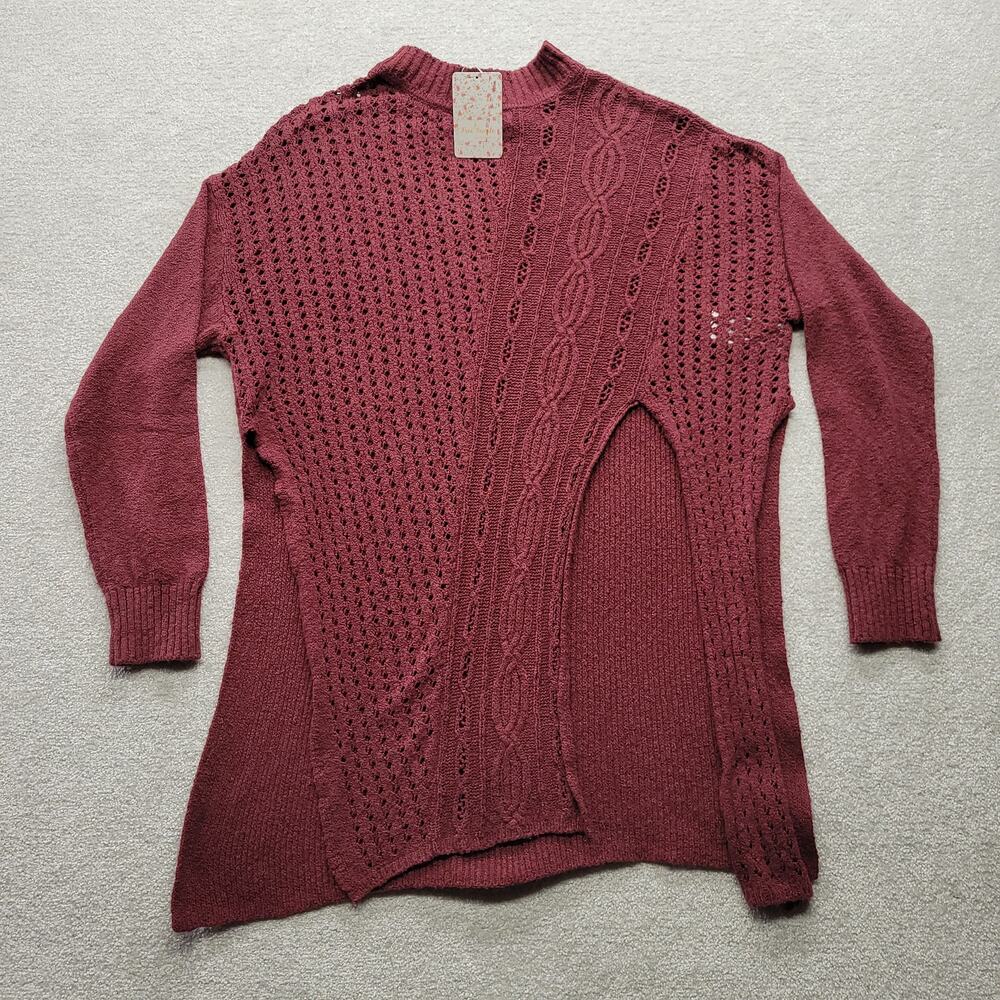 Free People Pretty Berry Tunic Sweater Womens Small Mock Neck Boho